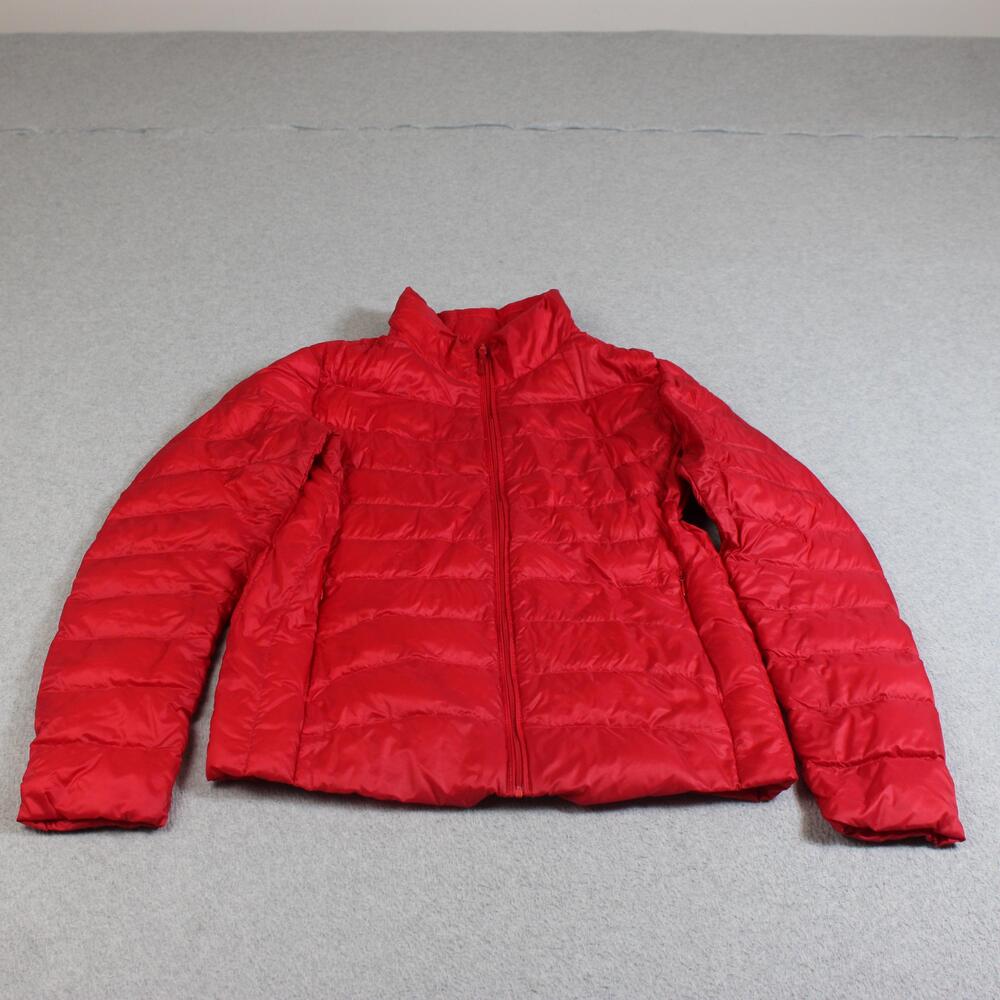Uniqlo Down Jacket Women Medium Red Lightweight Puffer Full Zip Outdoor Hiking